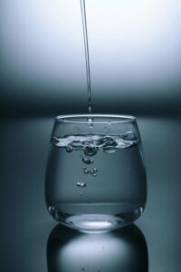 Glass of clear, purified drinking water
